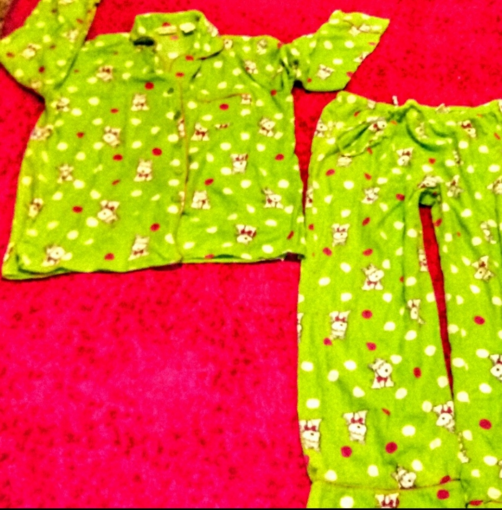 Kim Rogers Pajama Set Size M Lime Scottie Print - Picture 2 of 5